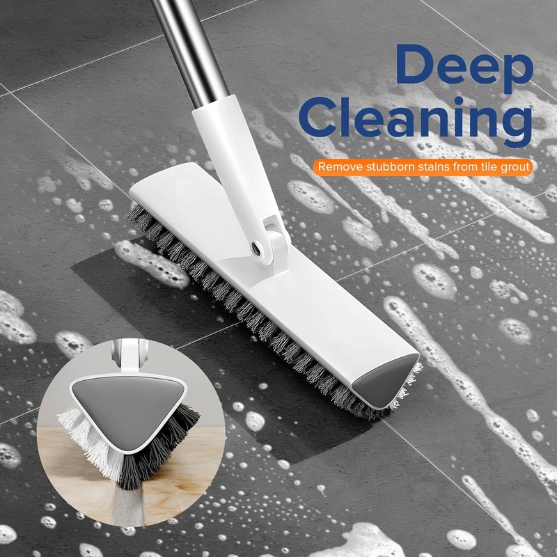 TidyTale Floor Scrub Brush with Long Handle, Heavy Duty Hard Bristle Tile Scrubber for Cleaning Shower, Wood Floors, Concrete, and Garage – Stiff Bristle Floor Brush - Image 5